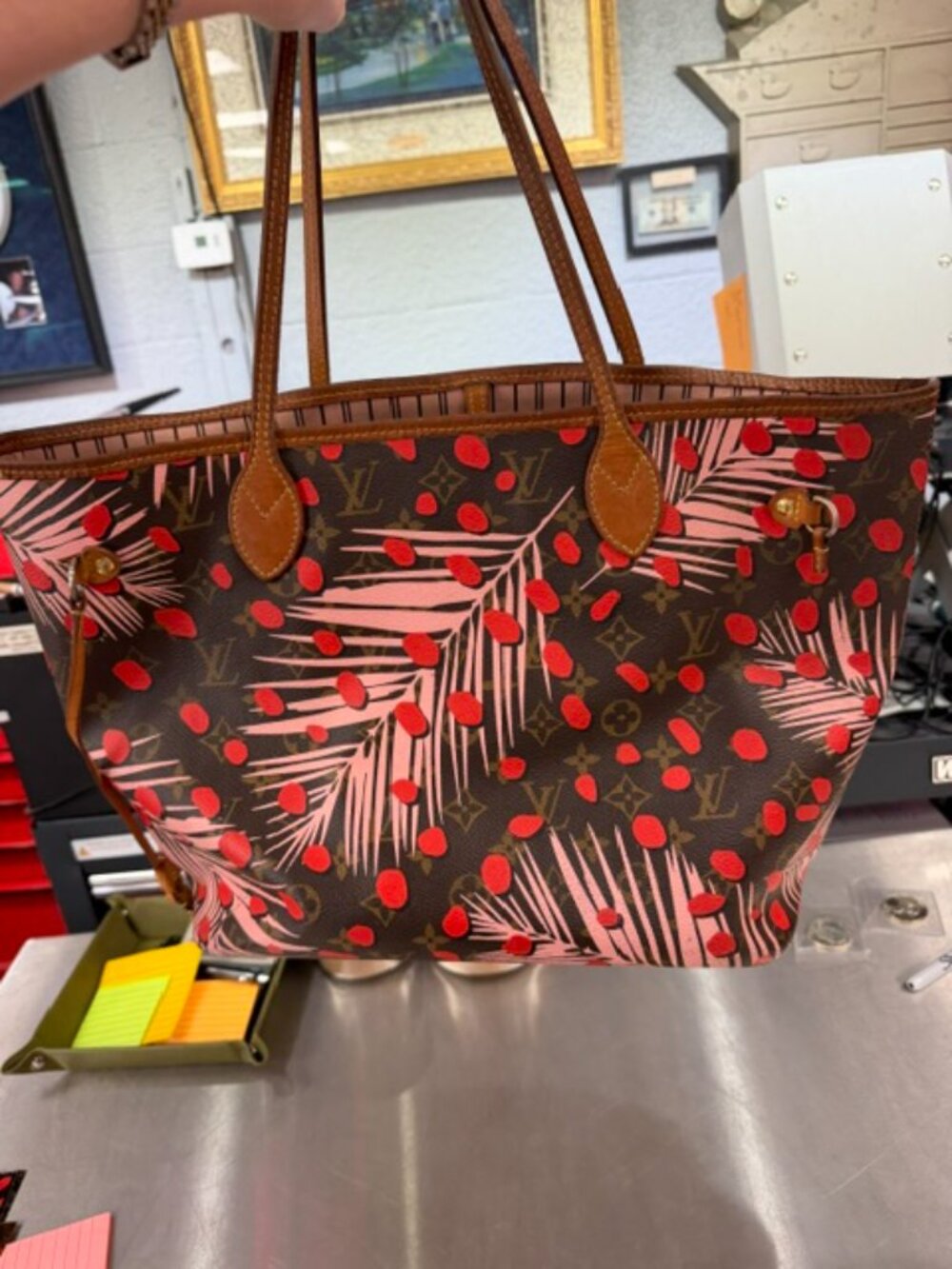 Louis Vuitton Neverfull MM Monogram Jungle Dot Tote Bag Purse - Picture 3 of 6